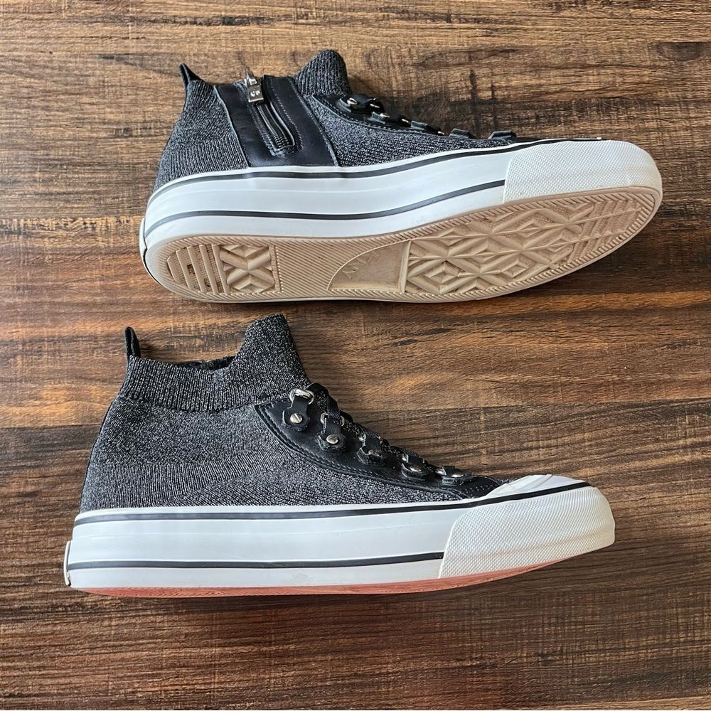 DKNY Sheila Sock Lace Black/Gray Platform Sneakers Shoes with Zipper Size 8 - Picture 3 of 14